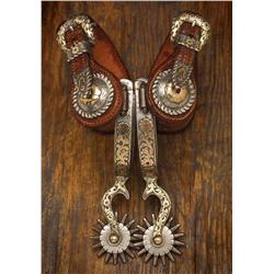 Fabulous John McCabe, Hollywood, CA Silver & Gold inside marked Crockett Bottle Opener Spurs