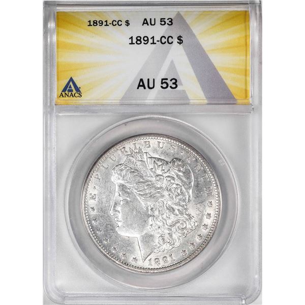 1891-CC $1 Morgan Silver Dollar Coin ANACS AU53