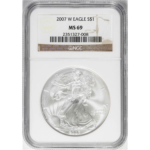 2007-W $1 Burnished American Silver Eagle Coin NGC MS69