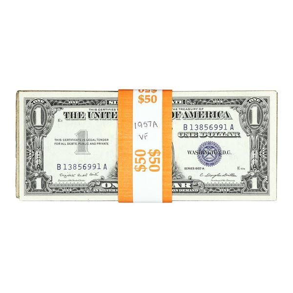 Lot of (50) 1957A $1 Silver Certificate Notes - Very Fine