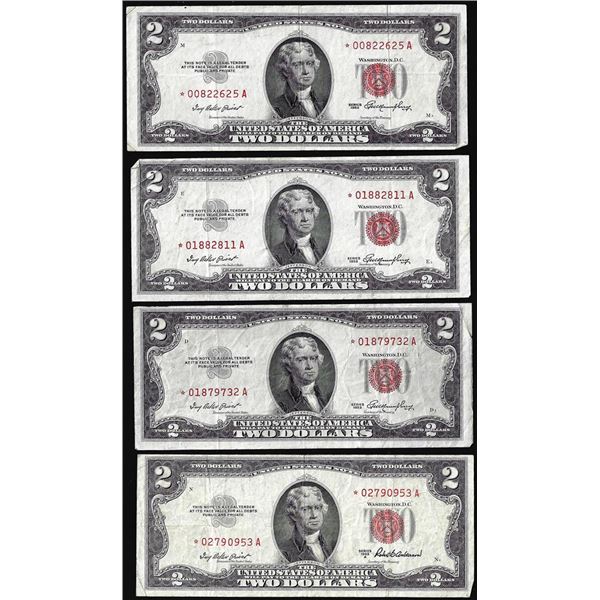 Lot of (4) 1953/1953A $2 Legal Tender Star Notes