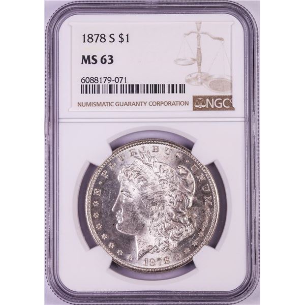 1878-S $1 Morgan Silver Dollar Coin NGC MS63