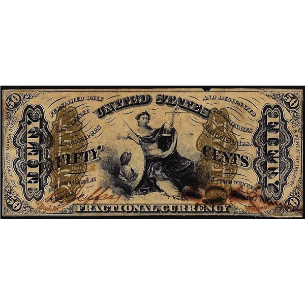 March 3, 1863 Third Issue Fifty Cents Fractional Currency Specimen Note Fr.1343sp