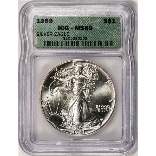 1989 American Silver Eagle Coin ICG MS69
