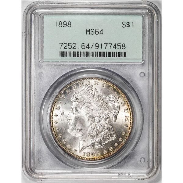 1898 $1 Morgan Silver Dollar Coin PCGS MS64 Old Green Holder