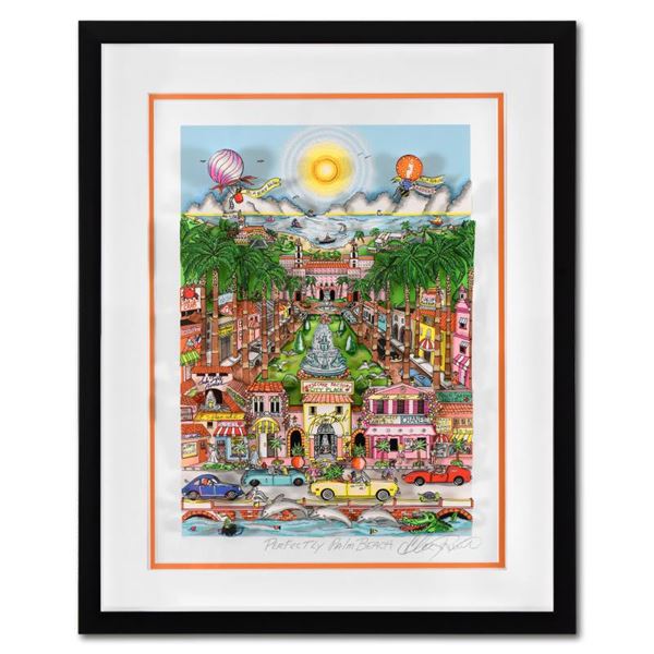 Charles Fazzino "Perfectly Palm Beach (Orange)" Limited Edition Serigraph On Paper