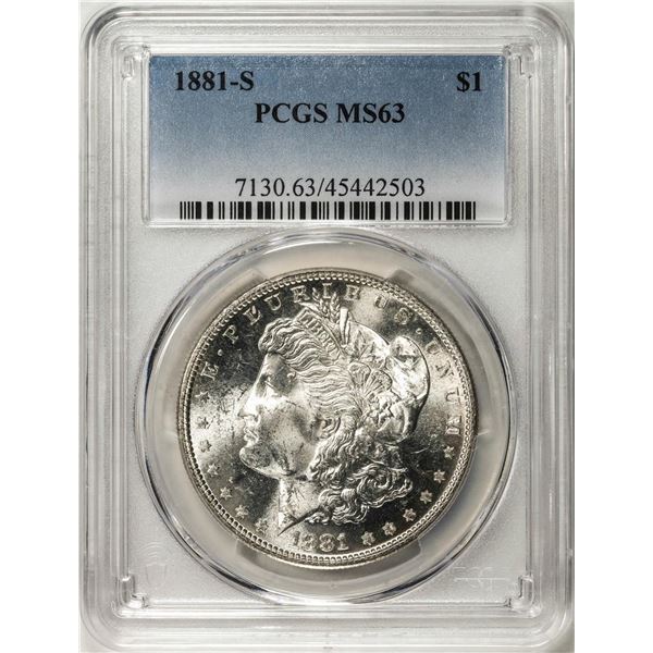 1881-S $1 Morgan Silver Dollar Coin PCGS MS63
