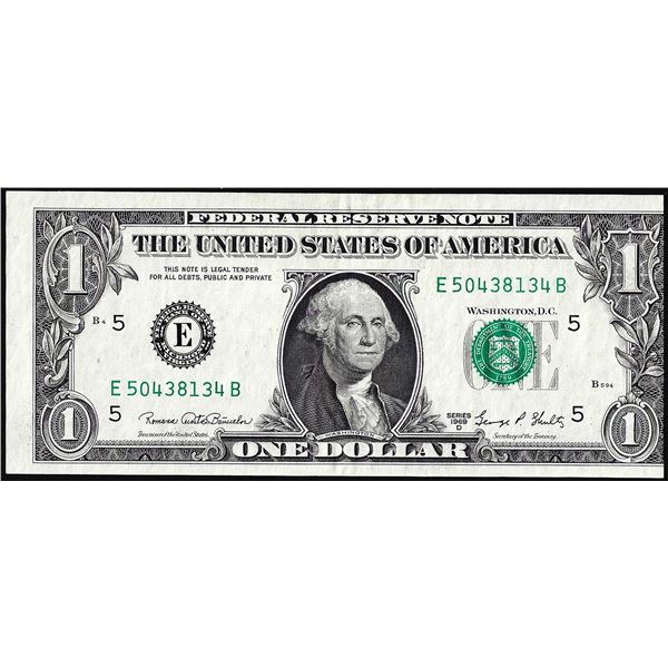 1969D $1 Federal Reserve Note Misaligned Printing Error