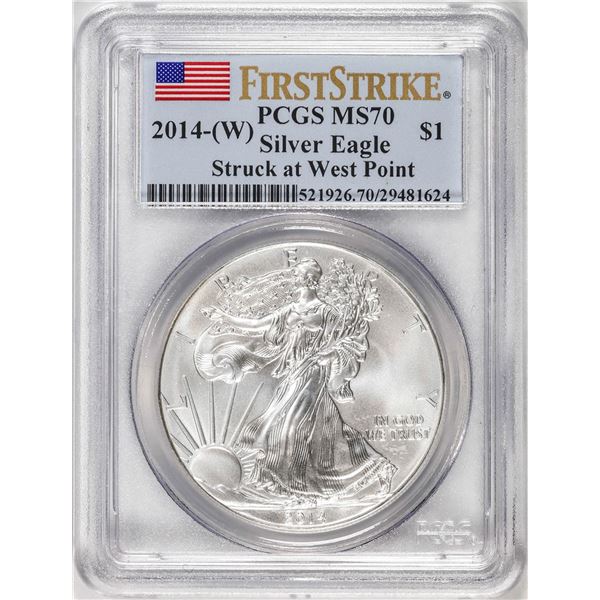 2014-(W) $1 American Silver Eagle Coin PCGS MS70 First Strike West Point Mint