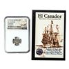Image 1 : El Cazador Shipwreck (1772-83) Mexico 1/2 Real Silver Coin NGC Genuine w/ Story Card