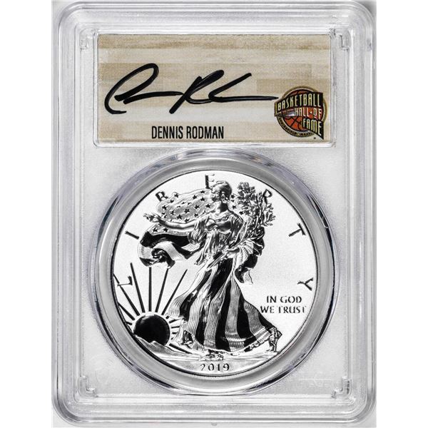 2019-W $1 Reverse Proof Silver Eagle Coin PCGS PR70 HOF Dennis Rodman Signature
