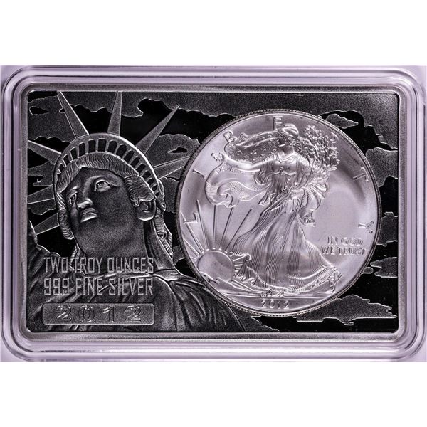 2012 $1 American Silver Eagle Coin & 2oz Silver Bar Set