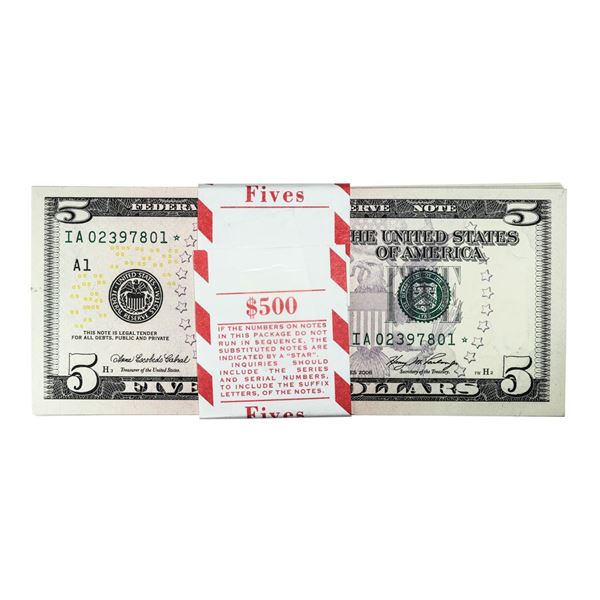Pack of (100) Consecutive 2006 $5 Federal Reserve STAR Notes