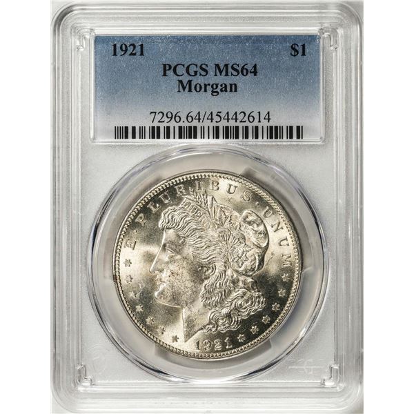 1921 $1 Morgan Silver Dollar Coin PCGS MS64