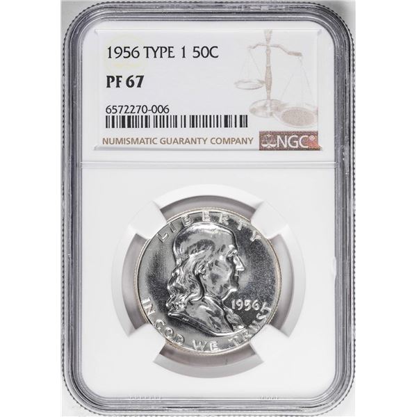 1956 Type 1 Proof Franklin Half Dollar Coin NGC PF67
