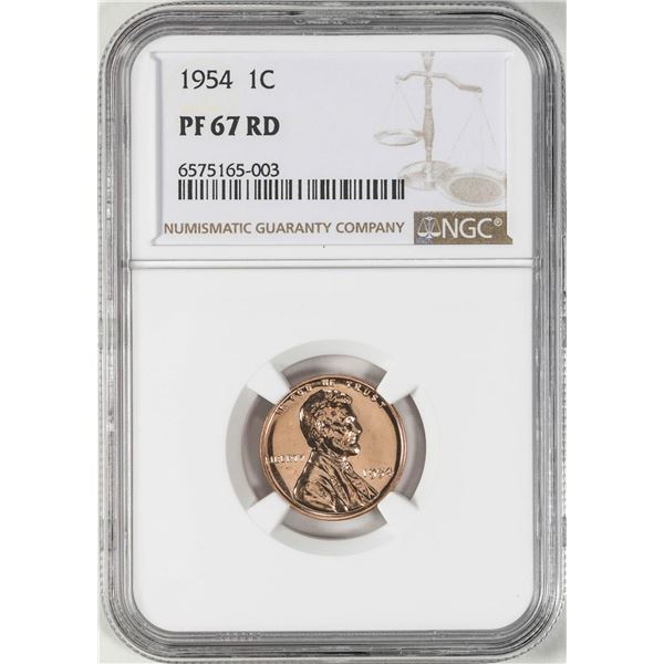 1954 Proof Lincoln Wheat Cent Coin NGC PF67RD