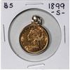 Image 1 : 1899-S $5 Liberty Head Half Eagle Gold Coin in 14K Gold Bezel