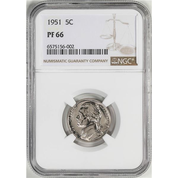 1951 Proof Jefferson Nickel Coin NGC PF66