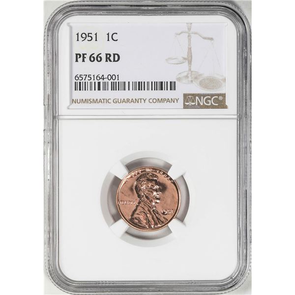 1951 Proof Lincoln Wheat Cent Coin NGC PF66RD