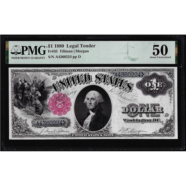1880 $1 Legal Tender Note Fr.35 PMG About Uncirculated 50