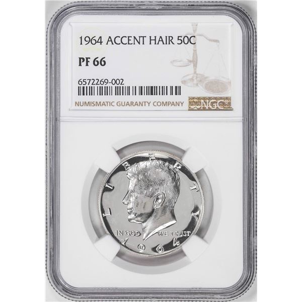 1964 Accented Hair Proof Kennedy Half Dollar Coin NGC PF66