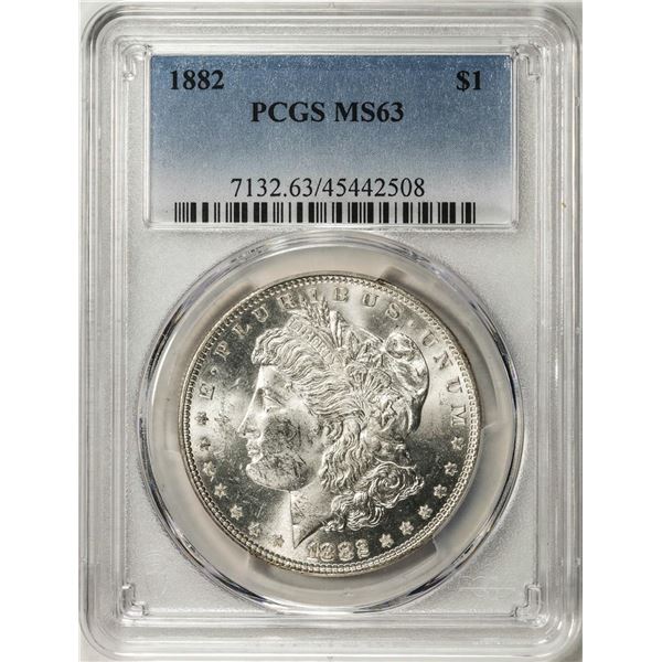 1882 $1 Morgan Silver Dollar Coin PCGS MS63