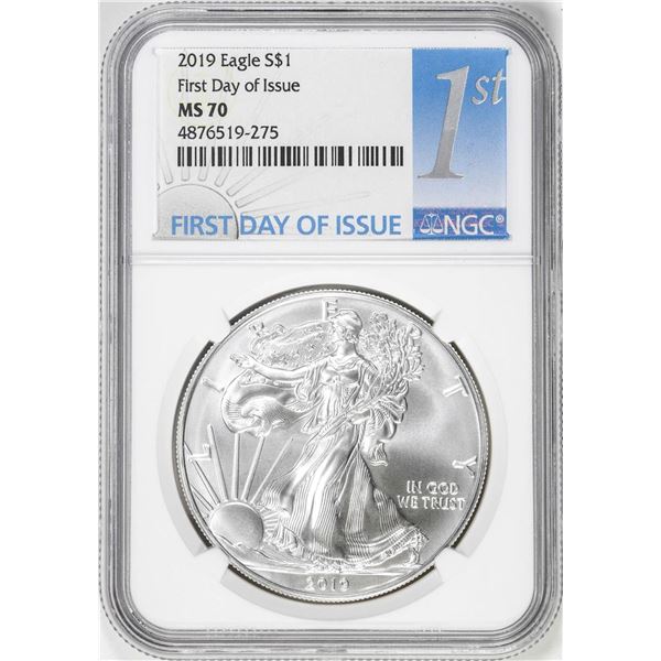 2019 $1 American Silver Eagle Coin NGC MS70 First Day of Issue