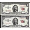 Image 1 : Lot of (2) 1953B $2 Legal Tender Star Notes