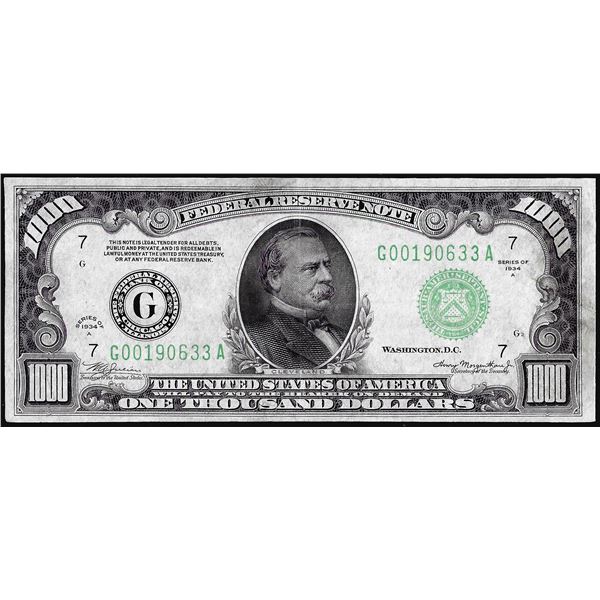 1934A $1,000 Federal Reserve Note Chicago