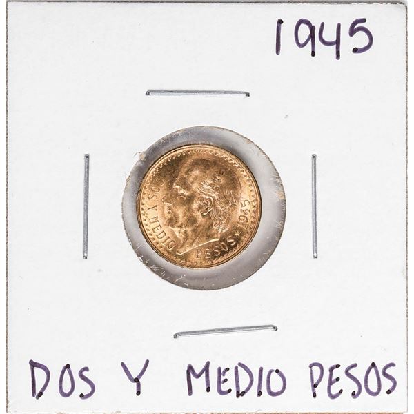 1945 Mexico Dos Y Medio Pesos Gold Coin