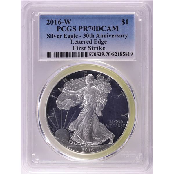 2016-W Lettered Edge $1 Proof American Silver Eagle Coin PCGS PR70DCAM First Strike