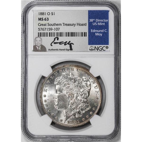 1881-O $1 Morgan Silver Dollar Coin NGC MS63 Moy Signature