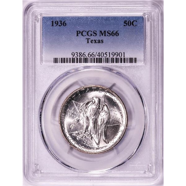1936 Texas Commemorative Half Dollar Coin PCGS MS66