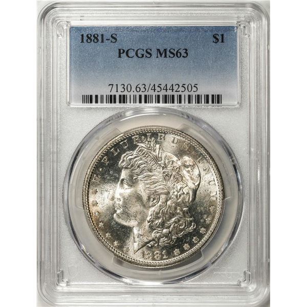 1881-S $1 Morgan Silver Dollar Coin PCGS MS63
