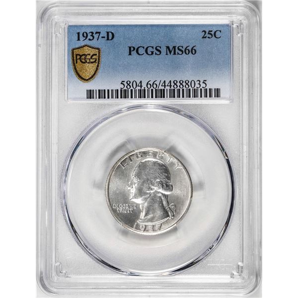 1937-D Washington Quarter Coin PCGS MS66
