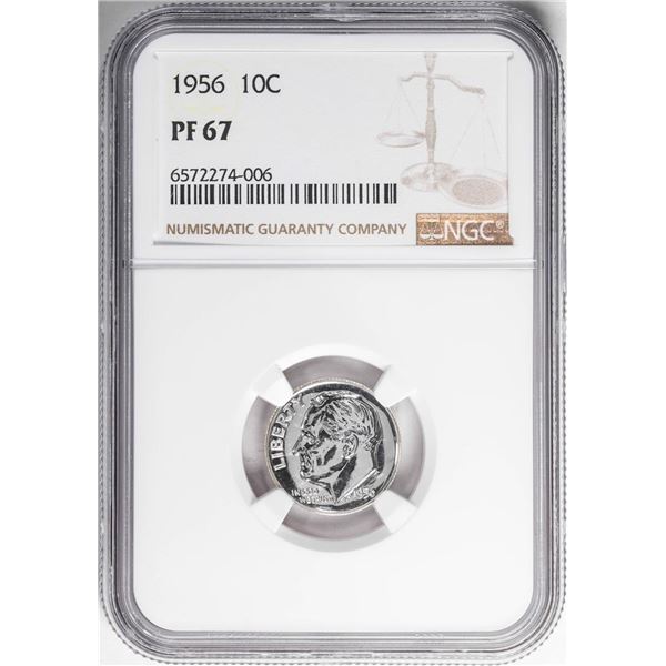 1956 Proof Roosevelt Dime Coin NGC PF67