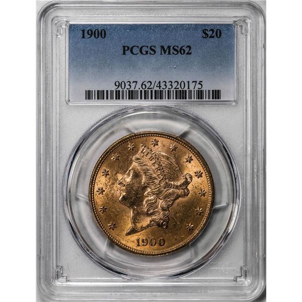 1900 $20 Liberty Head Double Eagle Gold Coin PCGS MS62