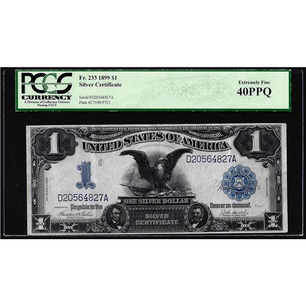 1899 $1 Black Eagle Silver Certificate Note Fr.233 PCGS Extremely Fine 40PPQ