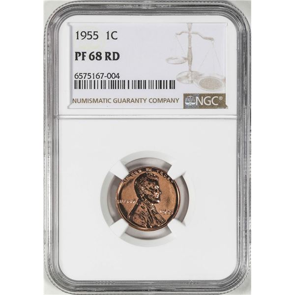 1955 Proof Lincoln Wheat Cent Coin NGC PF68RD