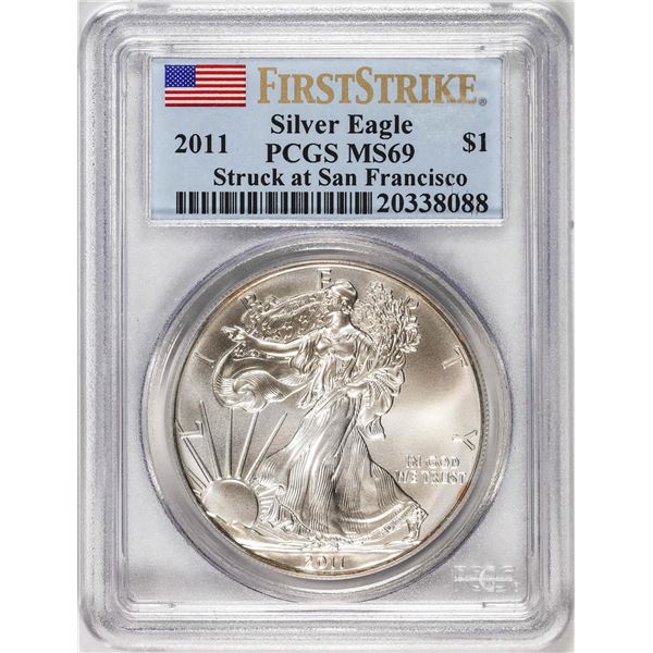 2011 $1 American Silver Eagle Coin PCGS MS69 First Strike San Francisco