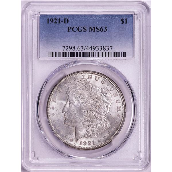 1921-D $1 Morgan Silver Dollar Coin PCGS MS63
