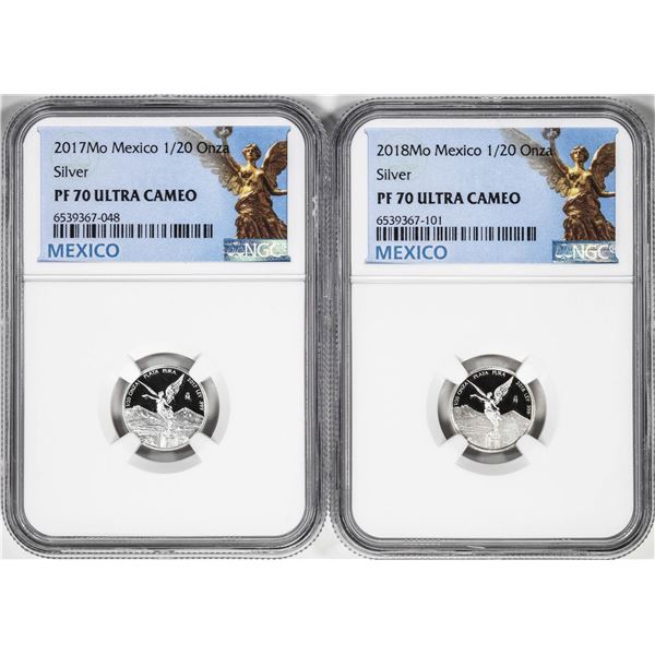 Lot of 2017-2018-Mo Mexico Proof 1/20 oz Silver Libertad Coins NGC PF70 Ultra Cameo