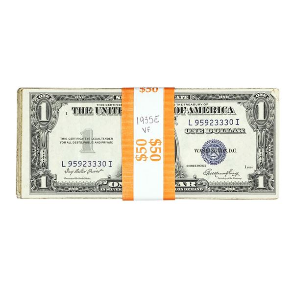 Lot of (50) 1935E $1 Silver Certificate Notes - Very Fine