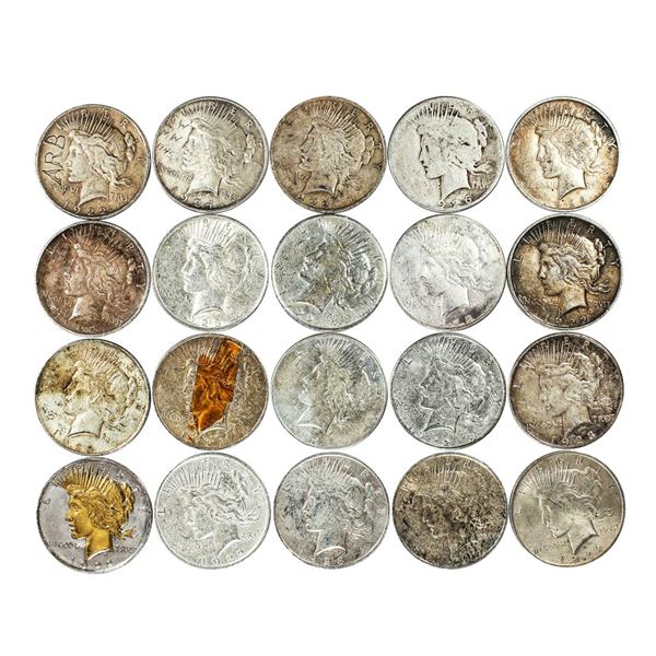 Lot of (20) $1 Peace Silver Dollar Coins Culls