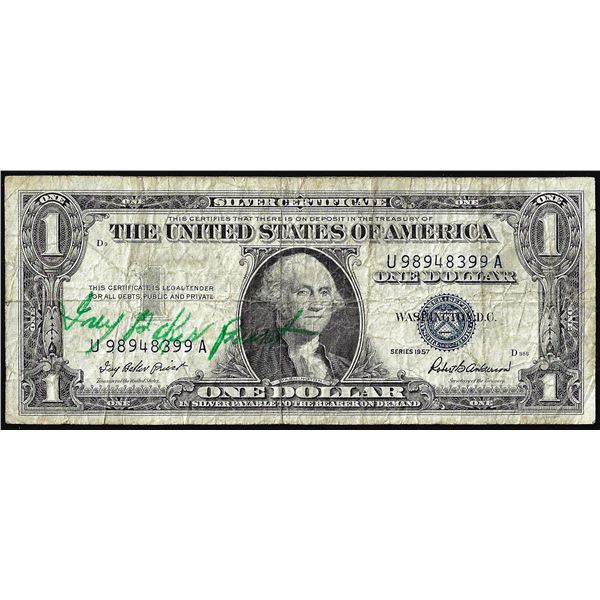 1957 $1 Silver Certificate Note with Courtesy Autograph