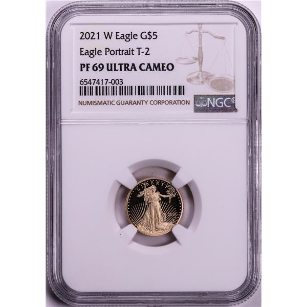 2021-W Type 2 $5 Proof American Gold Eagle Coin NGC PF69 Ultra Cameo