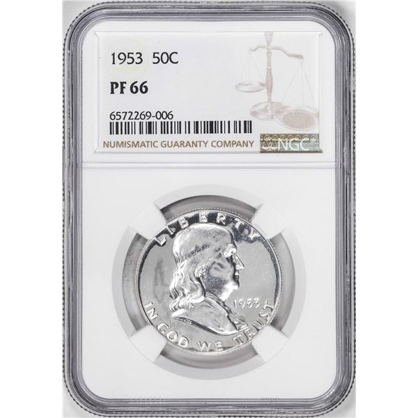 1953 Proof Franklin Half Dollar Coin NGC PF66