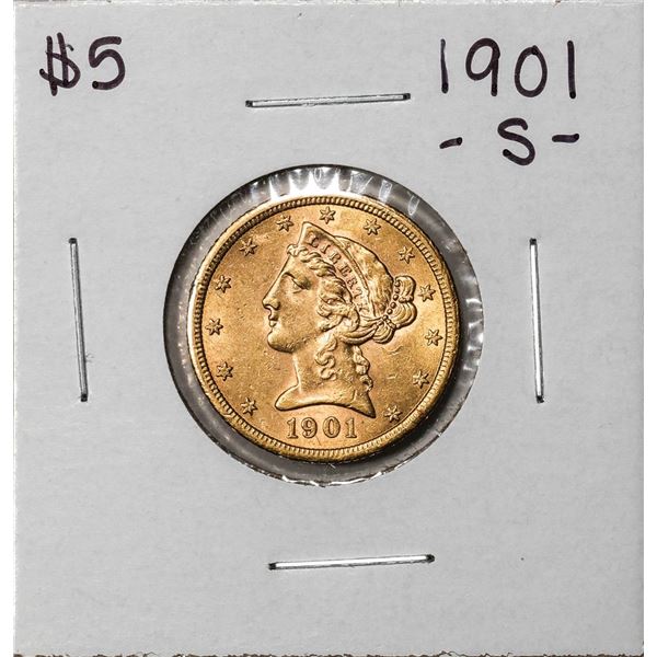 1901-S $5 Liberty Head Half Eagle Gold Coin
