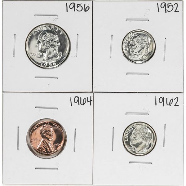 Lot of (4) Assorted Proof Lincoln Cent, Roosevelt Dimes and Half Dollar Coins