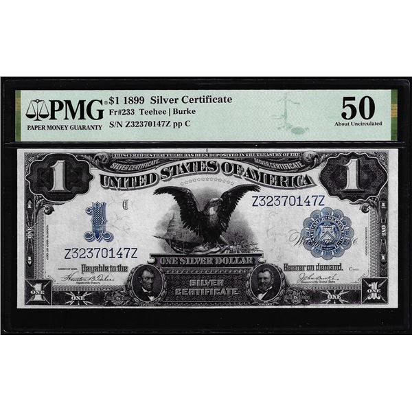 1899 $1 Black Eagle Silver Certificate Note Fr.233 PMG About Uncirculated 50